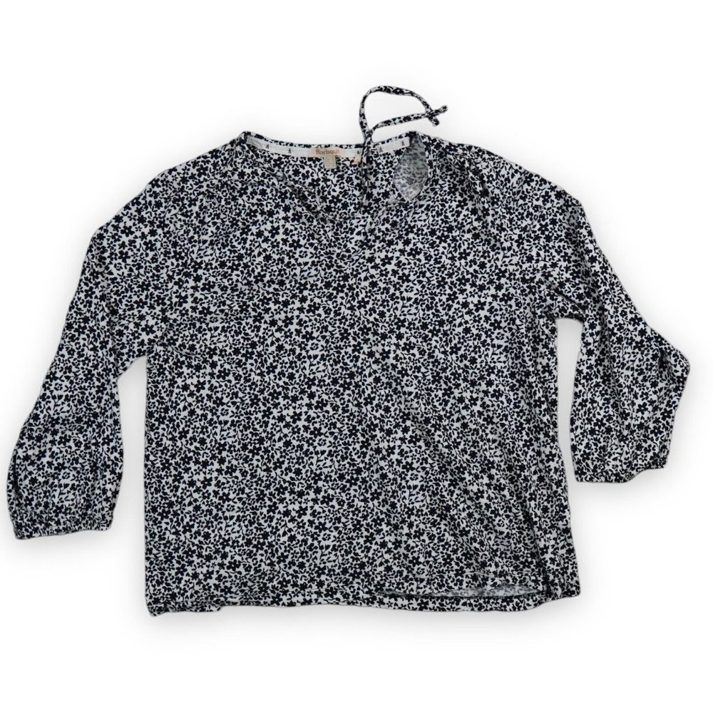 Barbour Black and White Floral Print Blouse